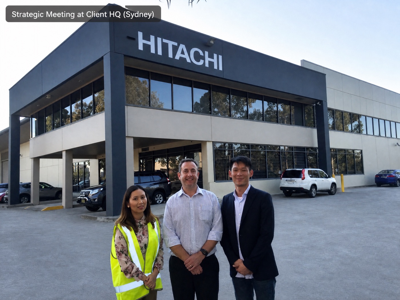 YEAR DAY representative and client team outside Hitachi Australia headquarters in Sydney