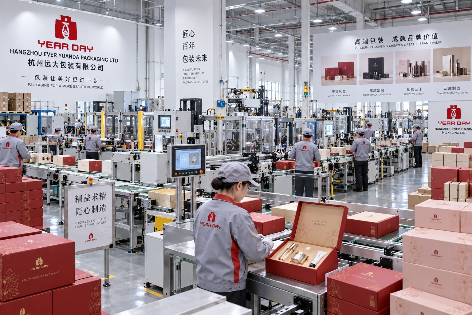 Gift box finishing and packing line at the Year Day plant in Hangzhou