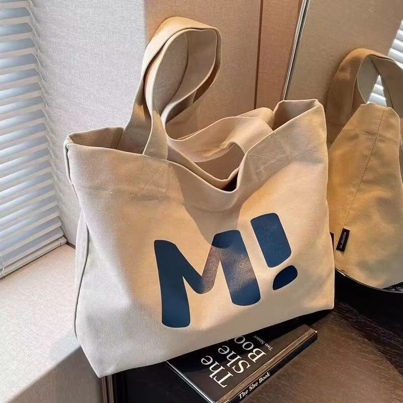 Canvas Tote Bag Women Large Capacity Durable Zipper Supermarket Shopping Simple Versatile 2025 New Model Single Shoulder