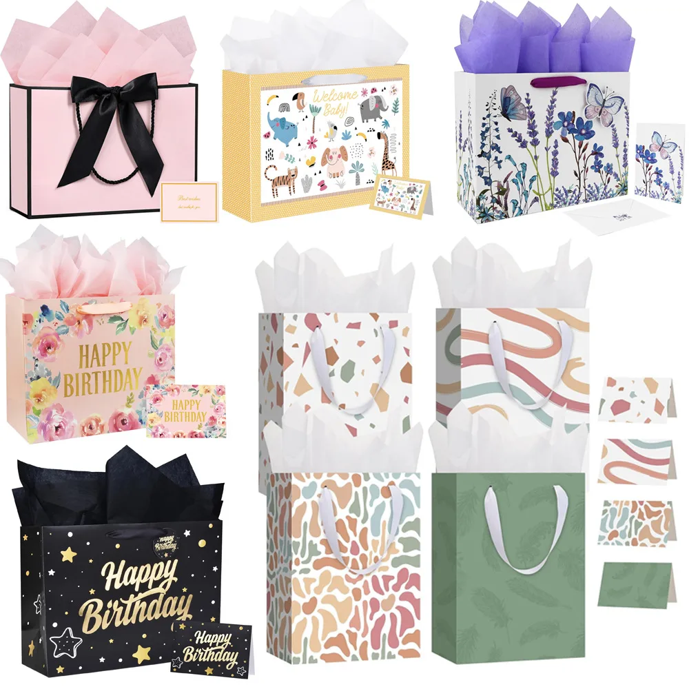 Hot Sale Customizable Happy Birthday Gift Bag Wrapping Flat-Bottom Color Printed Party Decoration Tote Bag