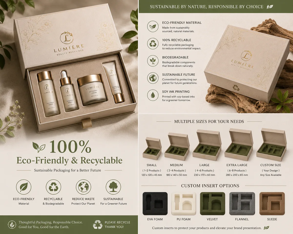 Custom Logo Luxury Rigid Cardboard Cosmetic Packaging Box Magnetic Flap Gift Box for Skincare Perfume Cream